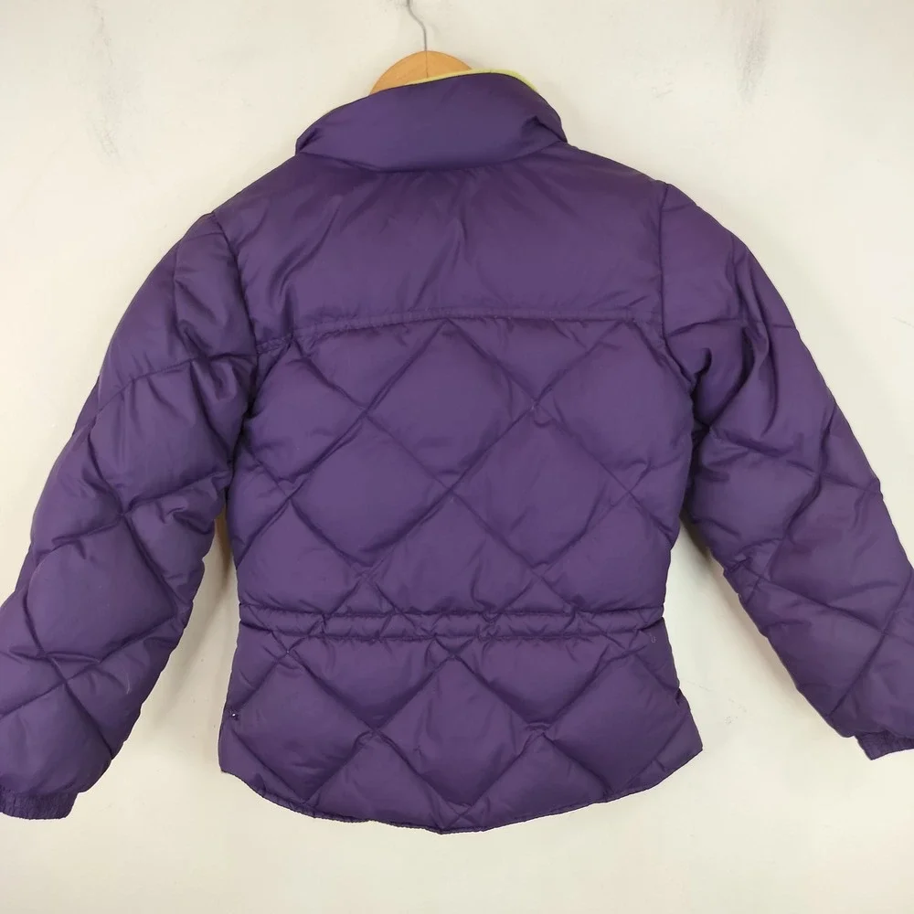 Lands' End Down Puffer Jacket S 7-8 Kids Girls Quilted Fleece Lined Winter